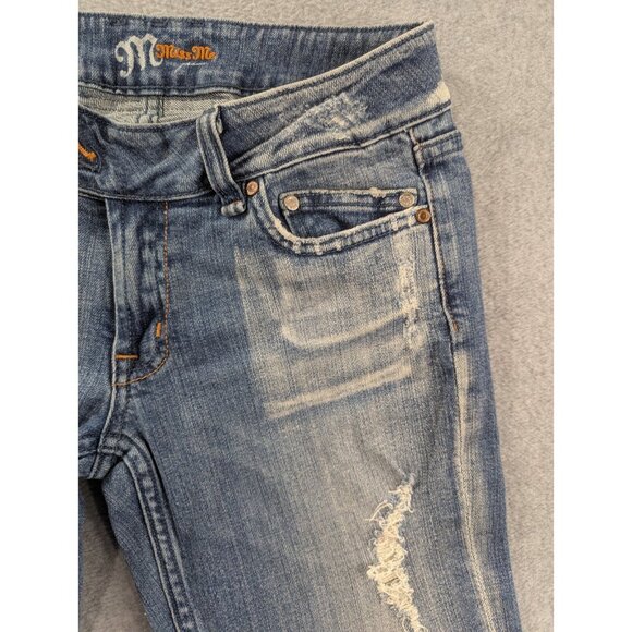 Miss Me Jeans Womens Size 29 Blu eDistressed Faded Whiskers Classic Flared Boho - Picture 3 of 16